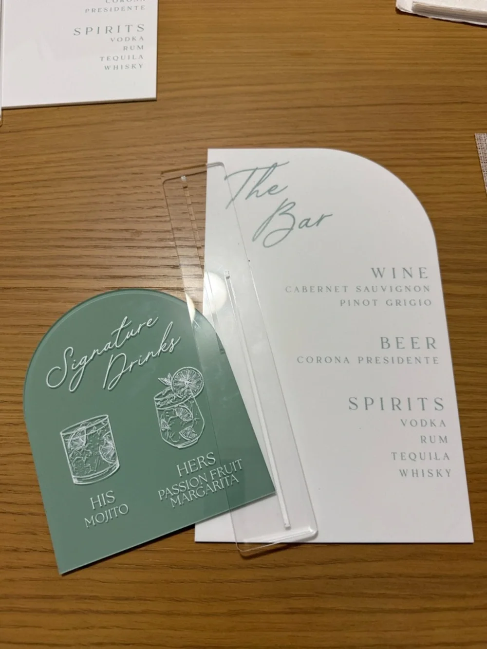 Signature Drinks Bar Menu Signs - Sage Green & White